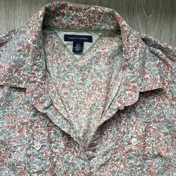 Tommy Hilfiger Women's Floral Shirt Dress Roll Tab Sleeve Boho Cottagecore S - Picture 5 of 14